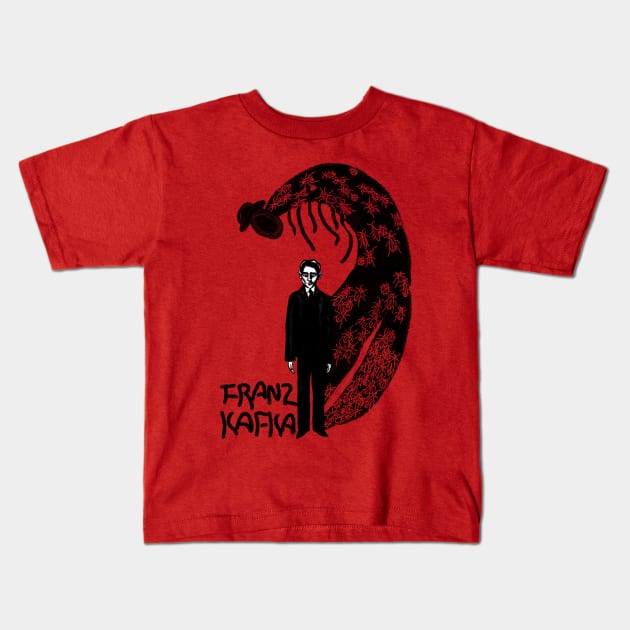 Franz Kafka shadow bugs Kids T-Shirt by HelenaCooper